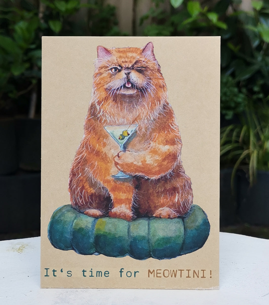 Postcard - It's Time for Meowtini!