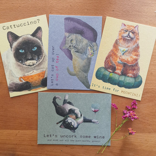 Cats and Drinks | PaperyCats | Postcard set
