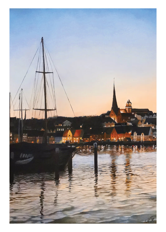 Flensburg Harbor | Art print with passepartout | DIN A4