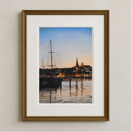 Flensburg Harbor | Art print with passepartout | DIN A4