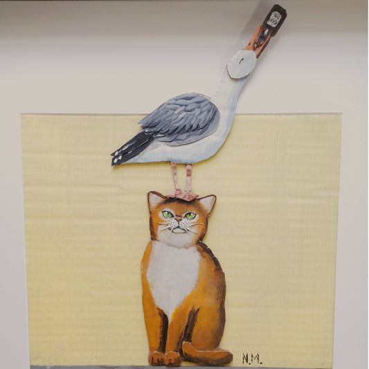 The Cat with the Seagull | Papercraft Cats | Original