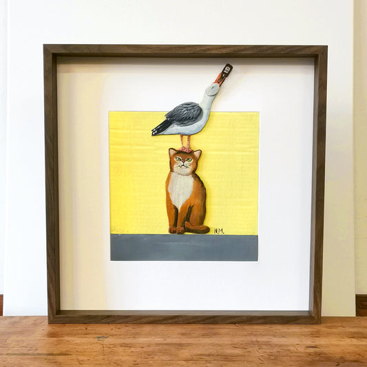 The Cat with the Seagull | Papercraft Cats | Original