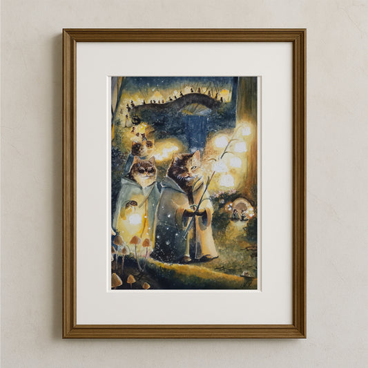 Cats' Festival of Lights | Art print with passepartout | DIN A4 