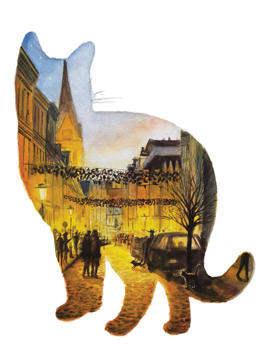 Die Norderstraße - Silhouettes Cat - Limited Art Print