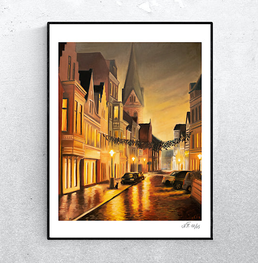 Die Norderstraße im Abendlicht | Kunstdruck 50x70 cm | Limitierte Auflage