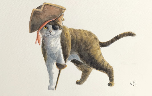 Der Piratenkater | Aquarell Malerei | DIN A4